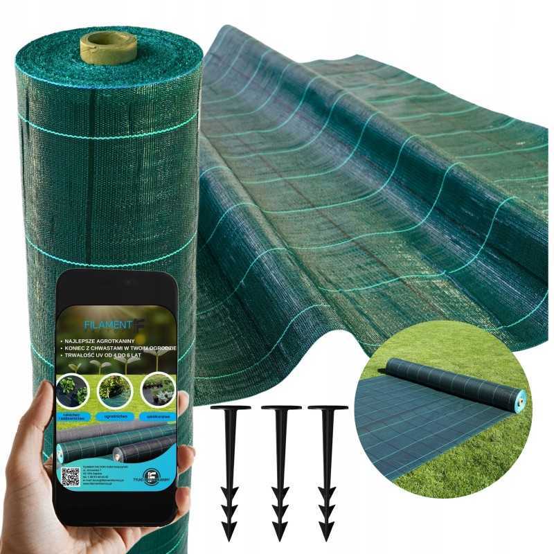 Stipri žalia agrotekstilė, lenkiška, 100g, naikinanti piktžoles, UV, 80 cm, vienam metrui, smeigtukai