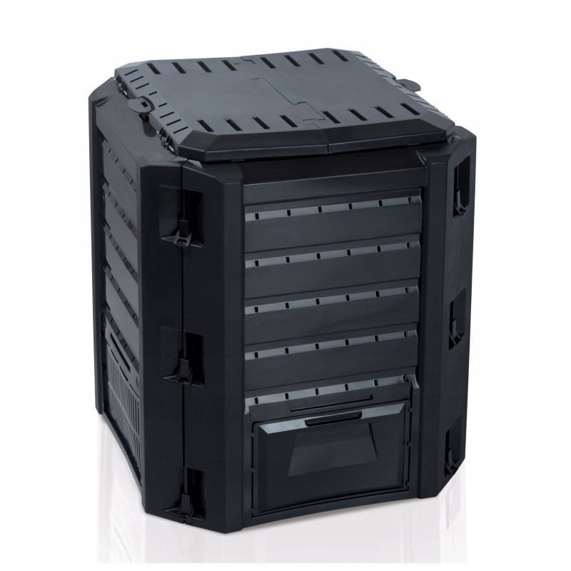 Large, strong, practical, 1-chamber garden composter 380l black