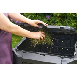 Large, strong, practical, 1-chamber garden composter 380l black