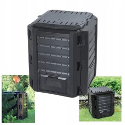Large, strong, practical, 1-chamber garden composter 380l black