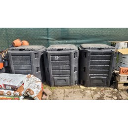 Liels, spēcīgs, praktisks, 1 kameras dārza kompostētājs, 380l, melns