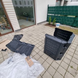 Liels, spēcīgs, praktisks, 1 kameras dārza kompostētājs, 380l, melns