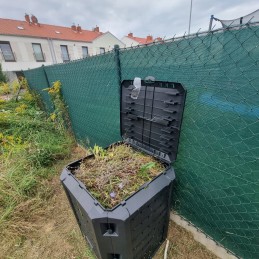 Liels, spēcīgs, praktisks, 1 kameras dārza kompostētājs, 380l, melns