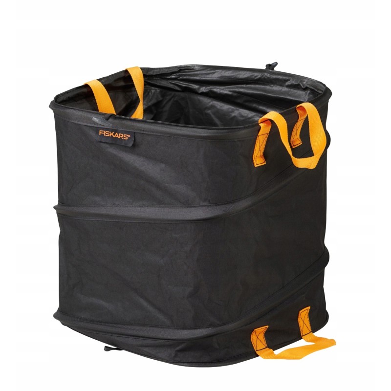 Fiskars solid popup foldable garden bin for leaves grass garbage bag 73l