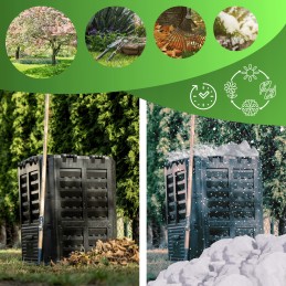 Ištisus metus veikiantis termokomposteris iš plastiko – 300 litrų talpos.