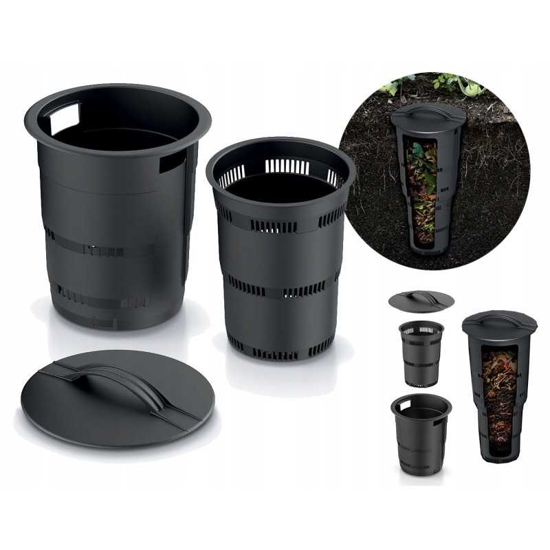 Požeminis sodo komposteris, 11l, juodas