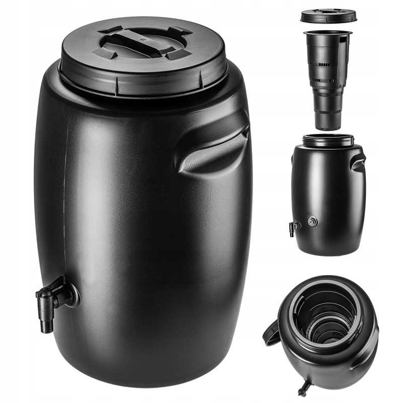 Trąšų bakas 55l sodo statinė trąšoms gaminti, srutų čiaupas