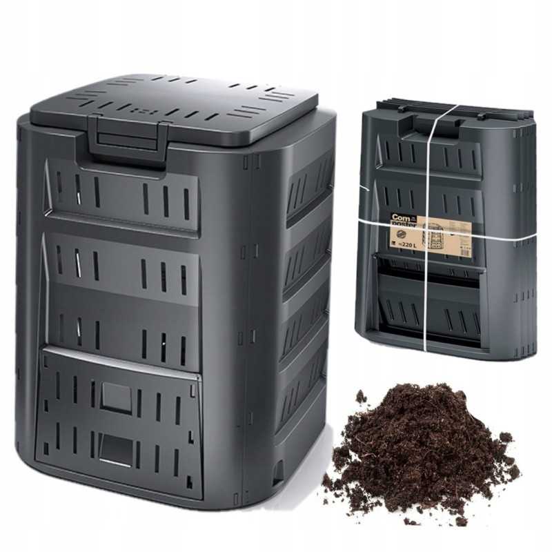 Didelis, tvirtas sodo komposteris 220 litrų komposto