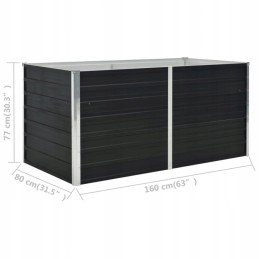Raised bed planter, anthracite, 160x80x77 cm, steel