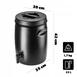 Trąšų bakas 25l sodo statinė trąšoms gaminti, srutų čiaupas