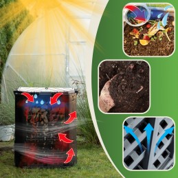 Ištisus metus veikiantis termokomposteris iš plastiko – 300 litrų talpos.