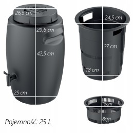 Statinės bakas trąšoms gaminti, 25 litrų talpa