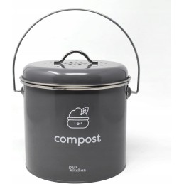 Didelė ekologiška šiukšlių dėžė, 3,5 l, metalinis virtuvės kompostas su dangčiu, 3 aktyvintos anglies filtrai