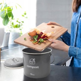 Didelė ekologiška šiukšlių dėžė, 3,5 l, metalinis virtuvės kompostas su dangčiu, 3 aktyvintos anglies filtrai