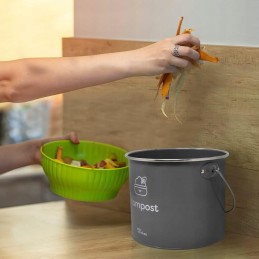 Didelė ekologiška šiukšlių dėžė, 3,5 l, metalinis virtuvės kompostas su dangčiu, 3 aktyvintos anglies filtrai