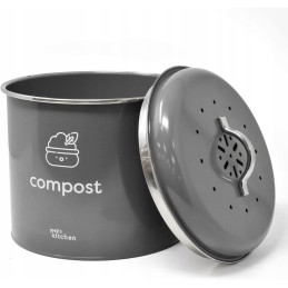 Didelė ekologiška šiukšlių dėžė, 3,5 l, metalinis virtuvės kompostas su dangčiu, 3 aktyvintos anglies filtrai