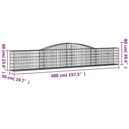 Arched Gabion Basket, 400x50x60/80 cm, Galvanized Iron