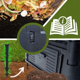 Ištisus metus veikiantis termokomposteris iš plastiko – 360 litrų talpos.