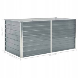 Garden planter, 160 x 80 x 77 cm, galvanized steel, gray