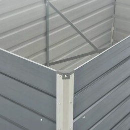 Garden planter, 160 x 80 x 77 cm, galvanized steel, gray