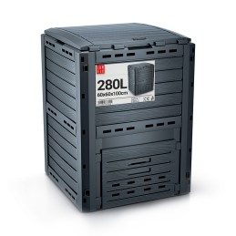 Sodo komposteris 280l trąšoms - antracitas kompožalias sumedėjęs didelis