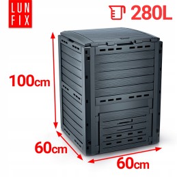 Sodo komposteris 280l trąšoms - antracitas kompožalias sumedėjęs didelis