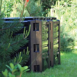 800l juodas dviejų kamerų modulinis komposteris