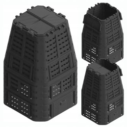 Namų sodo komposteris didelis 1000l qbrick juodas ventiliacinis laistymas