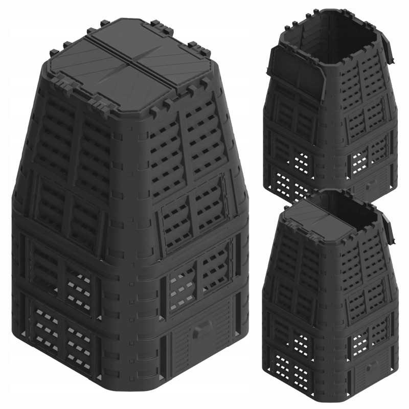 Namų sodo komposteris didelis 1000l qbrick juodas ventiliacinis laistymas