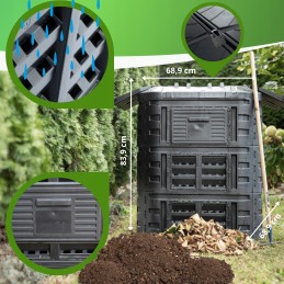 Ištisus metus veikiantis termokomposteris iš plastiko – 360 litrų talpos.