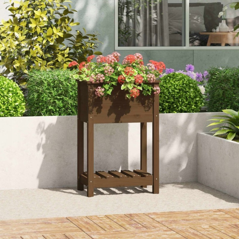 Medaus rudos spalvos polkos gėlių vazonas 54x34 5x81 cm medinis