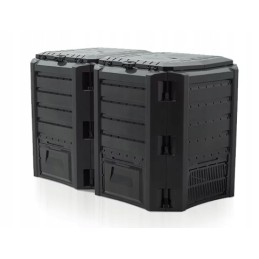 Dviejų kamerų sodo komposteris, 800l, juodas