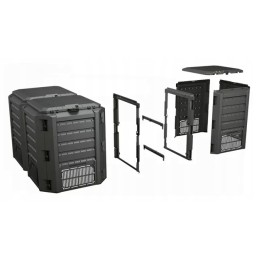 Dviejų kamerų sodo komposteris, 800l, juodas