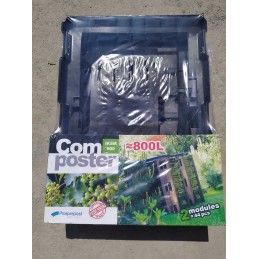 Dviejų kamerų sodo komposteris, 800l, juodas