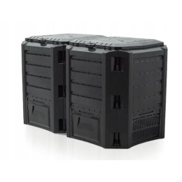 Dviejų kamerų modulinis komposteris, 800l, juodas