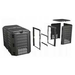 Dviejų kamerų modulinis komposteris, 800l, juodas