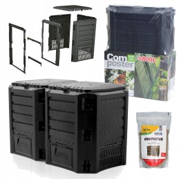 Prosperplast 2 kamerų komposteris, 800 l, juodas