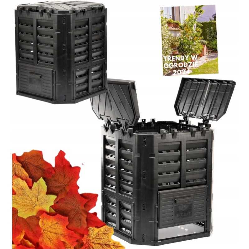 Tvirtas 300l ventiliuojamas sodo komposteris, didelis juodas, aukščiausios kokybės