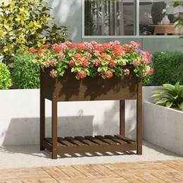 Vidaxl Planter with Shelf Honey Brown 82 5x54x81 cm Pinewood