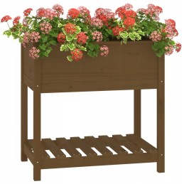 Vidaxl puķu pods ar polkas medus brūnu 82 5x54x81 cm priedes koksni