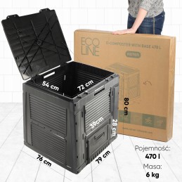 Atsparus šalčiui sodo komposteris, juodas, be pagrindo, 470 l