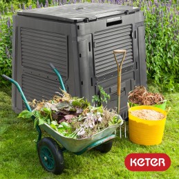 Atsparus šalčiui sodo komposteris, juodas, be pagrindo, 470 l