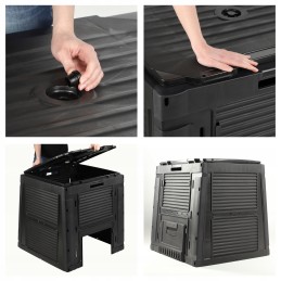 Atsparus šalčiui sodo komposteris, juodas, be pagrindo, 470 l