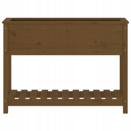 Flowerpot with shelf, honey brown, 111.5x34.5x81 cm, pine wood