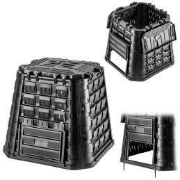 Juodas sodo komposteris, ištisus metus, atsparus šalčiui, atliekų bakas, 450 litrų