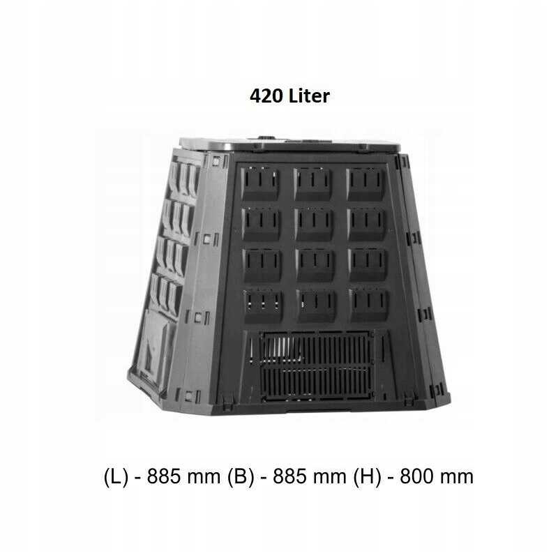 Dekoratyvinis sodo komposteris, 420 litrų, juodas
