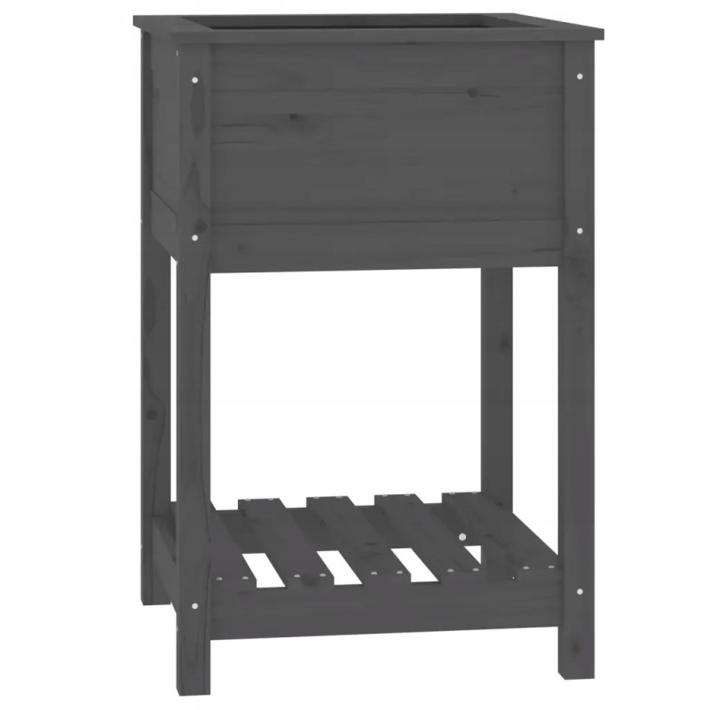 Vidaxl Planter with Shelf Grey 54x54x81 cm Solid Pine Wood