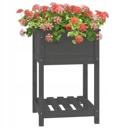 Vidaxl Planter with Shelf Grey 54x54x81 cm Solid Pine Wood