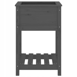 Vidaxl Planter with Shelf Grey 54x54x81 cm Solid Pine Wood
