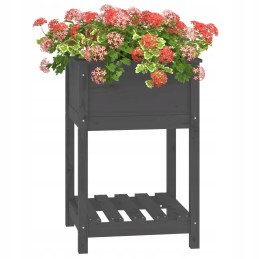 Vidaxl Planter with Shelf Grey 54x54x81 cm Solid Pine Wood